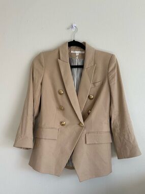 Veronica Beard  Empire Dickey Jacket Blazer in Khaki Linen